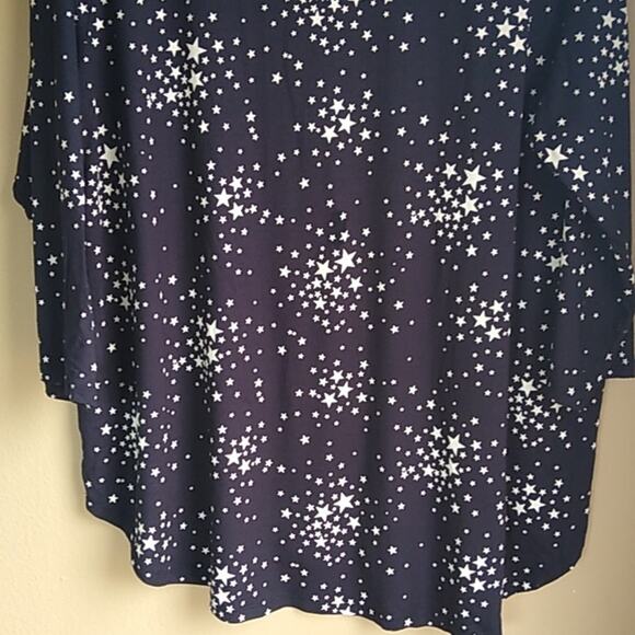 A.N.A. Basic Black White Stars Petite Plus Size XXL scoop neck top - Picture 7 of 7
